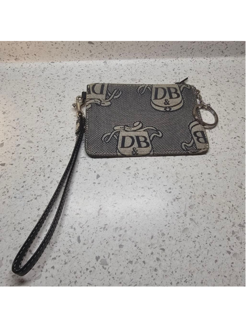 Dooney & Bourke Vintage Monogram Canvas Wristlet Pouch with Keyring